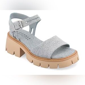 Journee Collection Womens Tillee Heeled Sandals.‎ Size 11.  Color: Light Denim